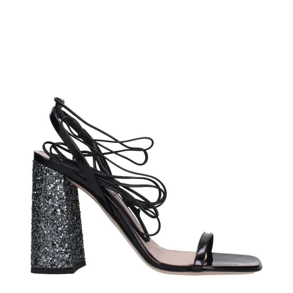 Miu Miu Schwarze Ledersandalen mit Plateauabsatz