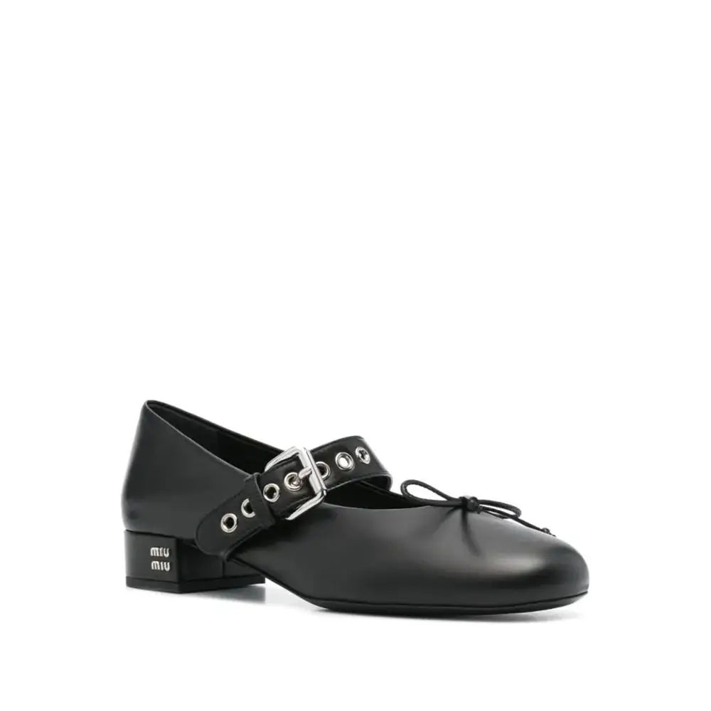 Miu Miu Schwarze Mid-Heel-Pumps aus Kalbsleder - EU37.5/US7.5