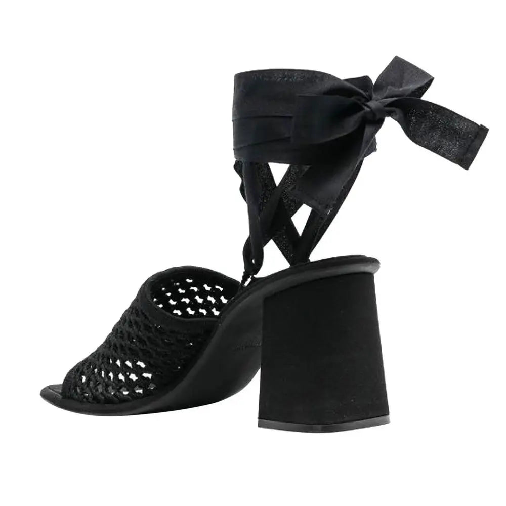 Miu Miu Schwarze Plateau-Sandalen aus Stoff