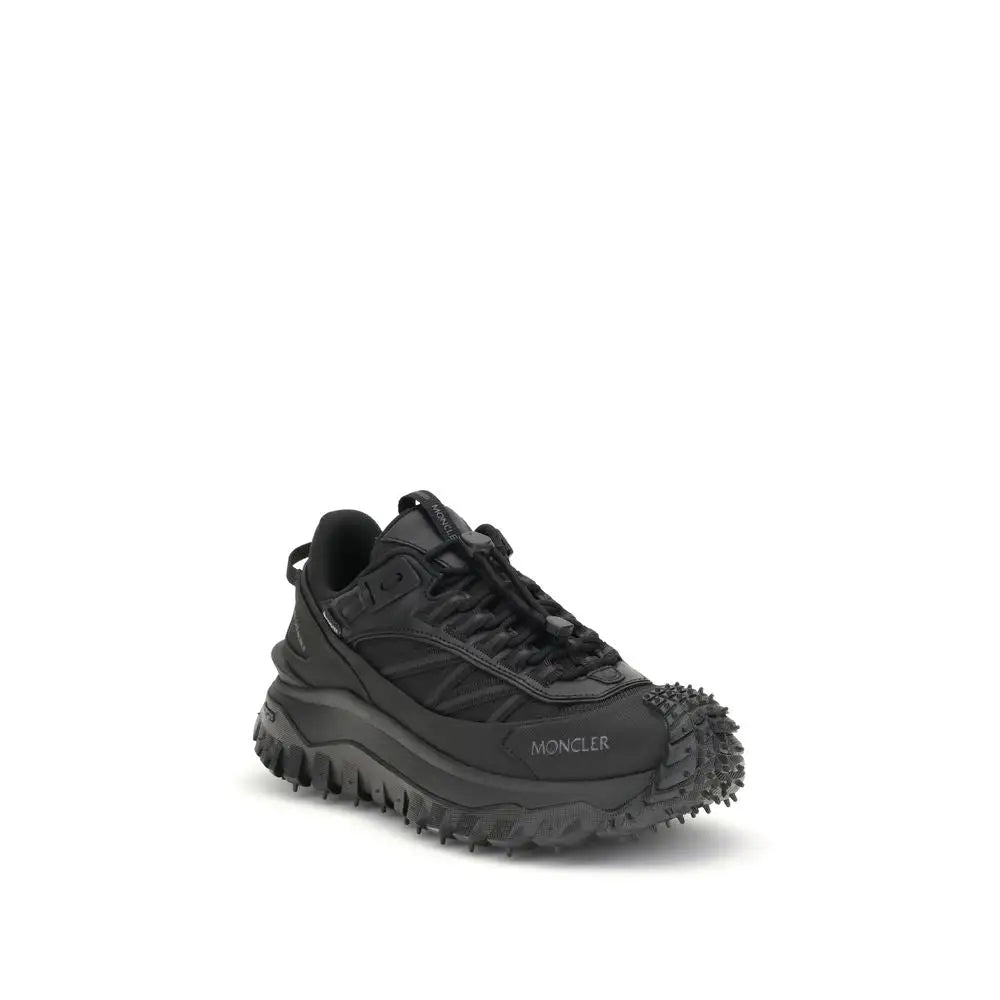 Moncler Schwarze Kalbshaut Bos Taurus Sportschuhe