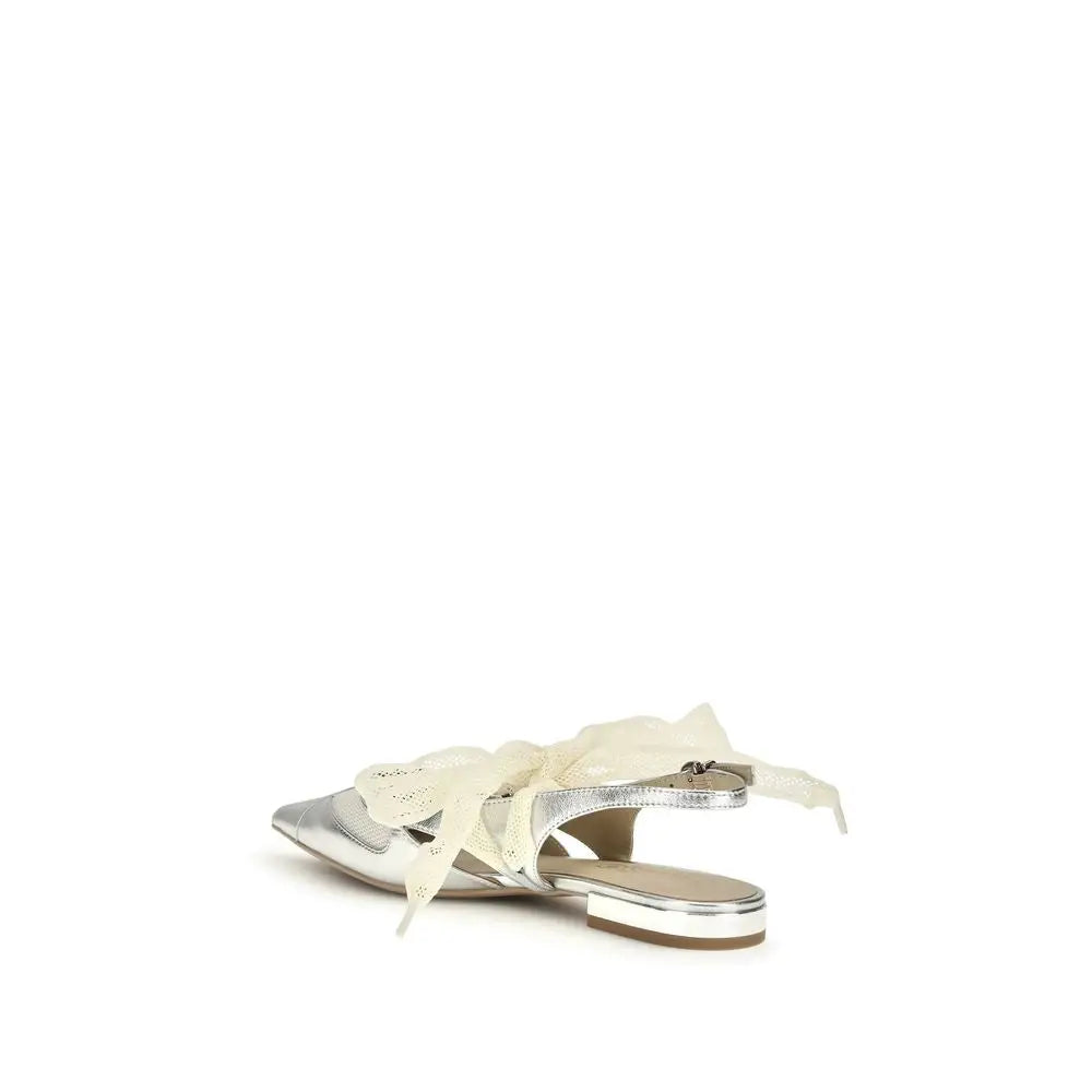 PINKO Ballerinas aus silbernem Kalbsleder Bos Taurus