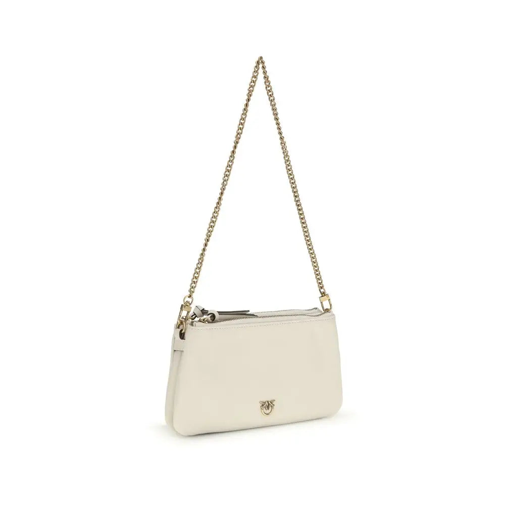PINKO Beige Calf Leather Bos Taurus Schultertasche