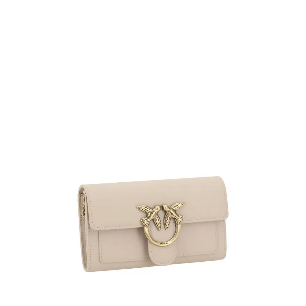 PINKO Beige Calf Leather Bos Taurus Schultertasche