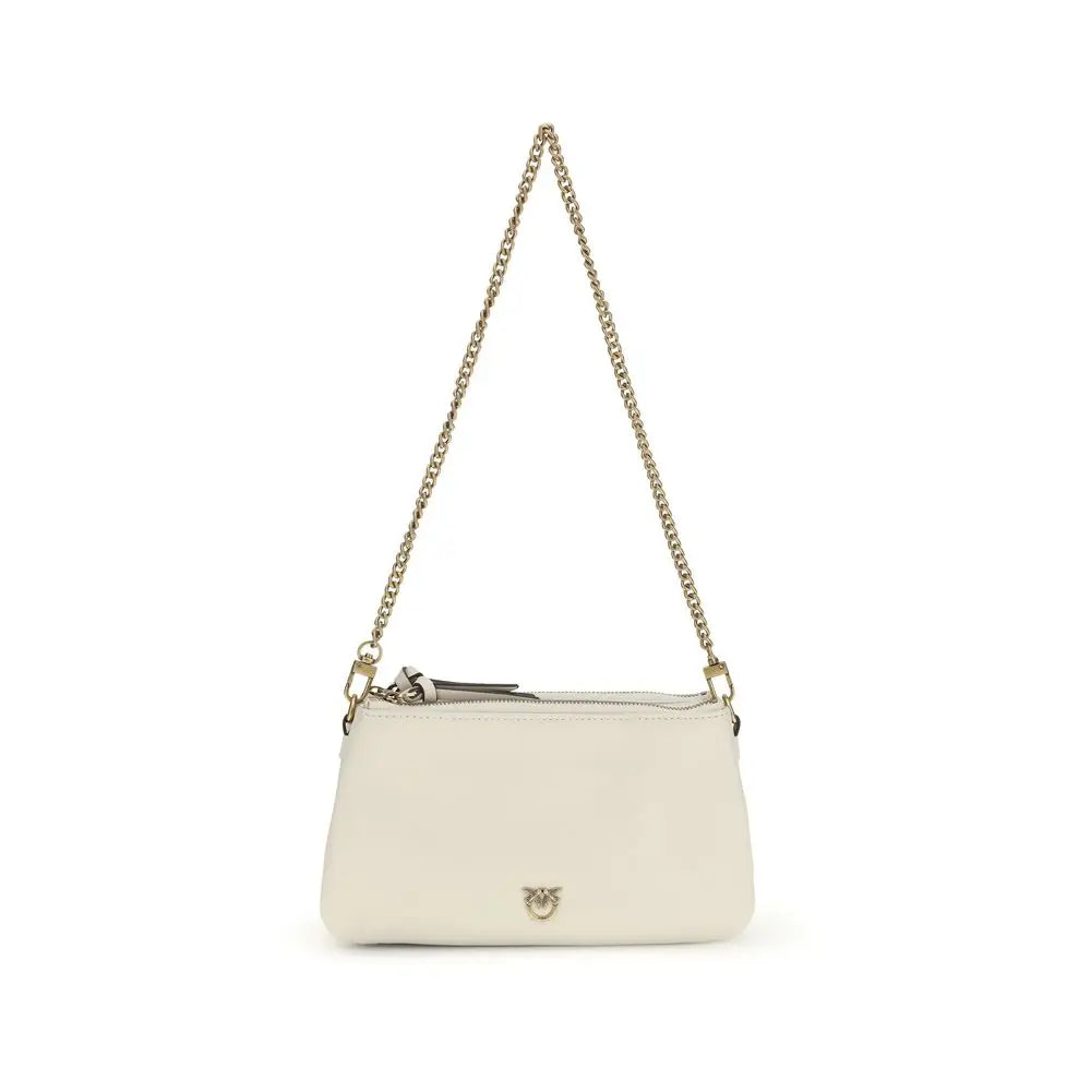PINKO Beige Calf Leather Bos Taurus Schultertasche