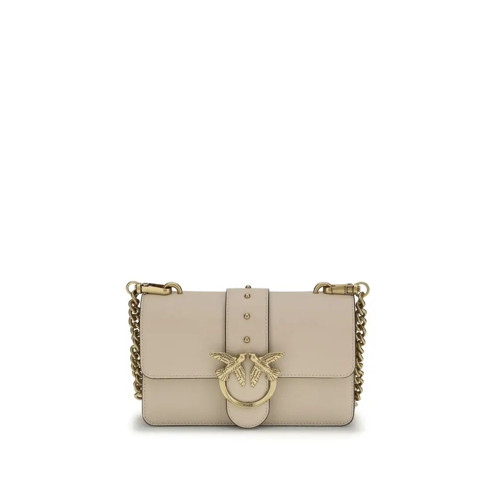 PINKO Beige Calf Leather Bos Taurus Shoulder Bag