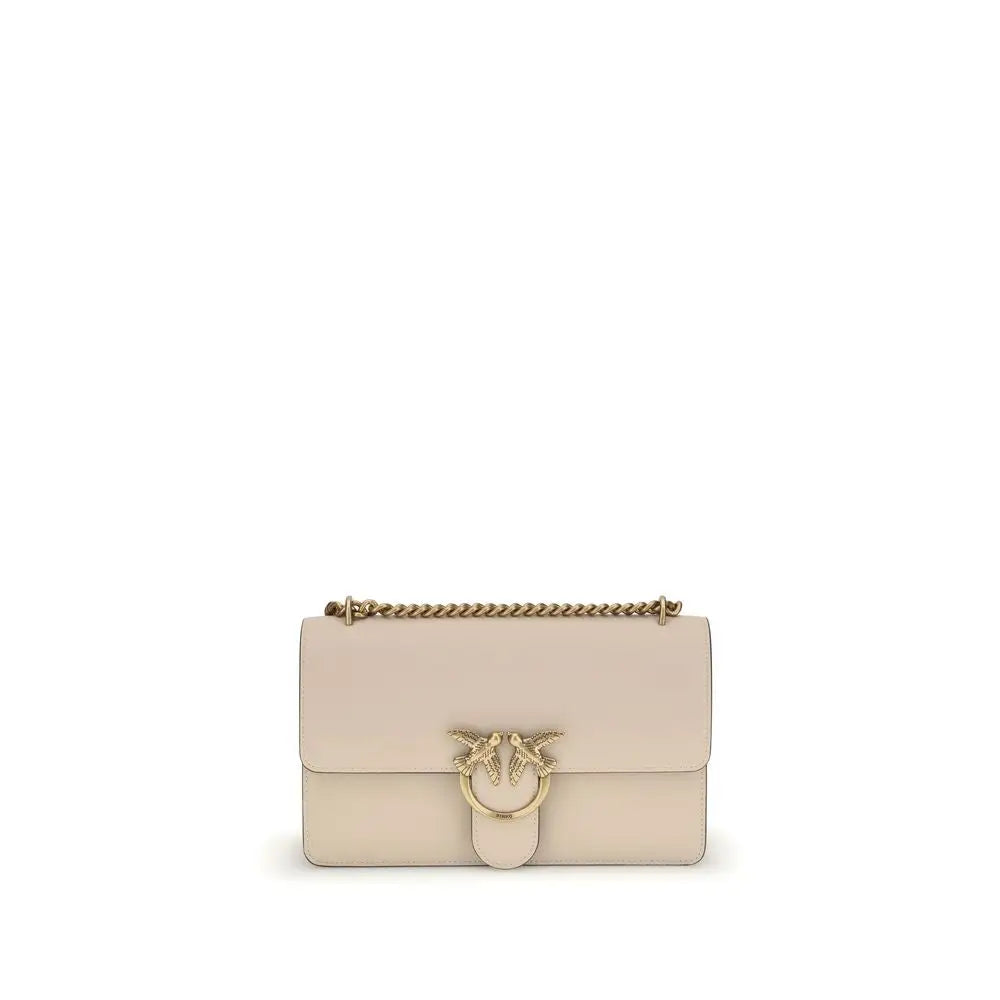 PINKO Beige Kalbshaut Bos Taurus Schultertasche