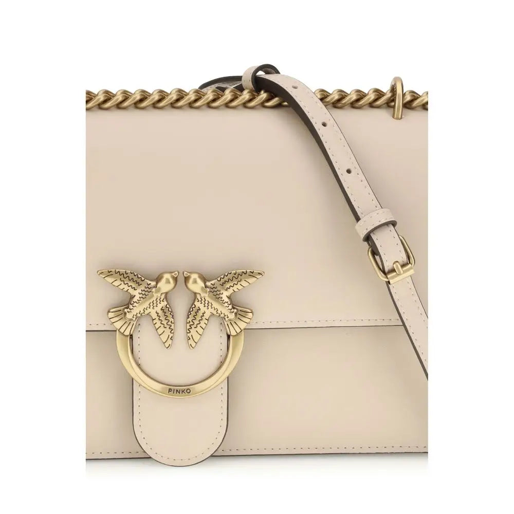PINKO Beige Kalbshaut Bos Taurus Schultertasche