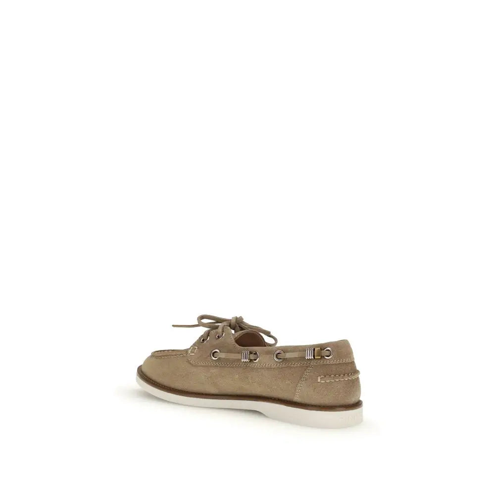 PINKO Beige Kalbsleder Bos Taurus Slipper-Loafer