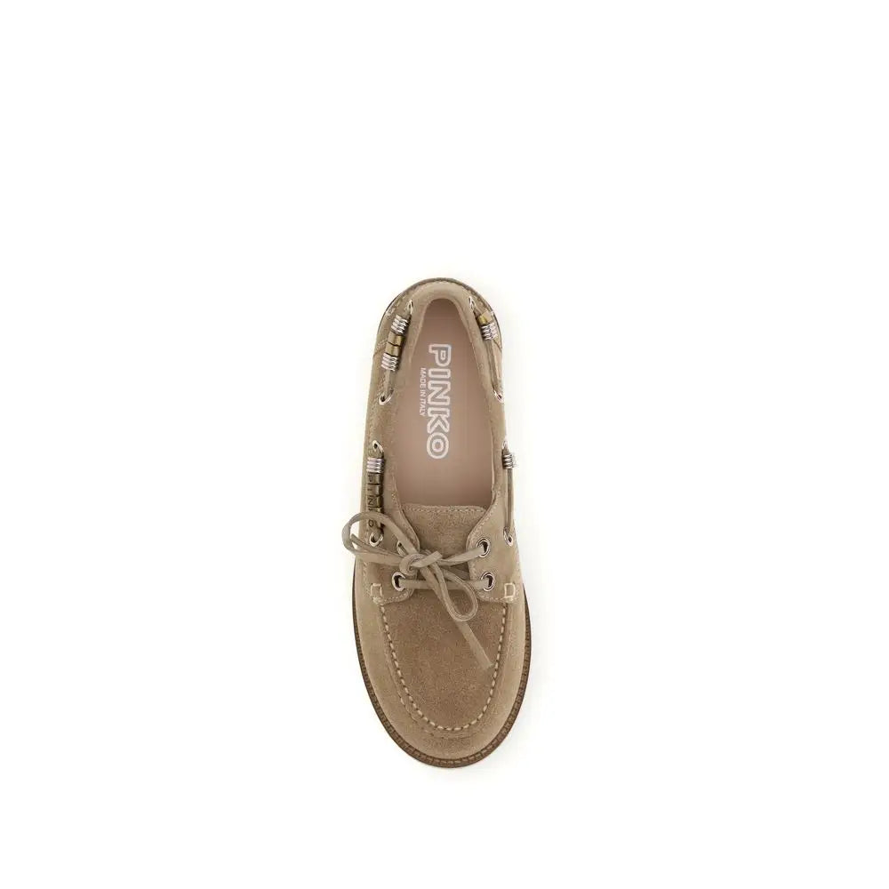 PINKO Beige Kalbsleder Bos Taurus Slipper-Loafer