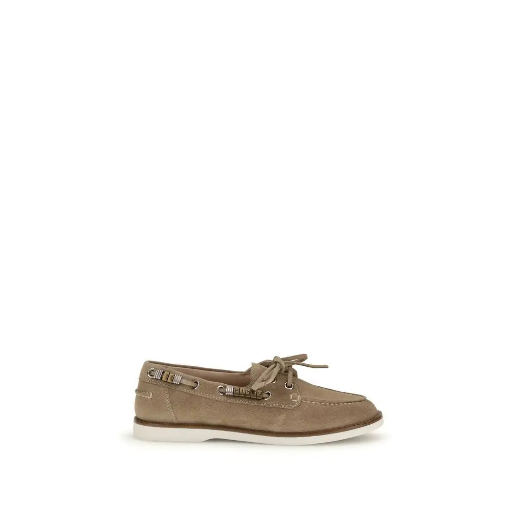 PINKO Beige Kalbsleder Bos Taurus Slipper-Loafer