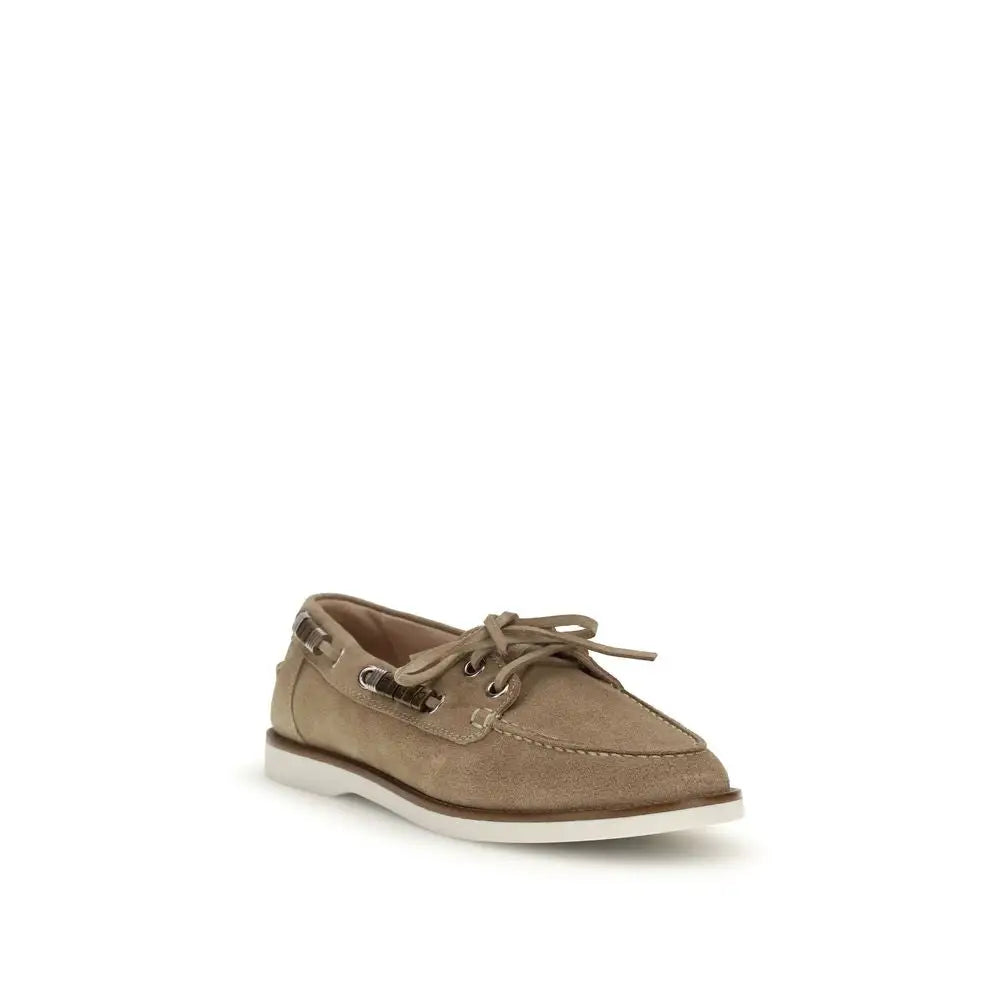 PINKO Beige Kalbsleder Bos Taurus Slipper-Loafer