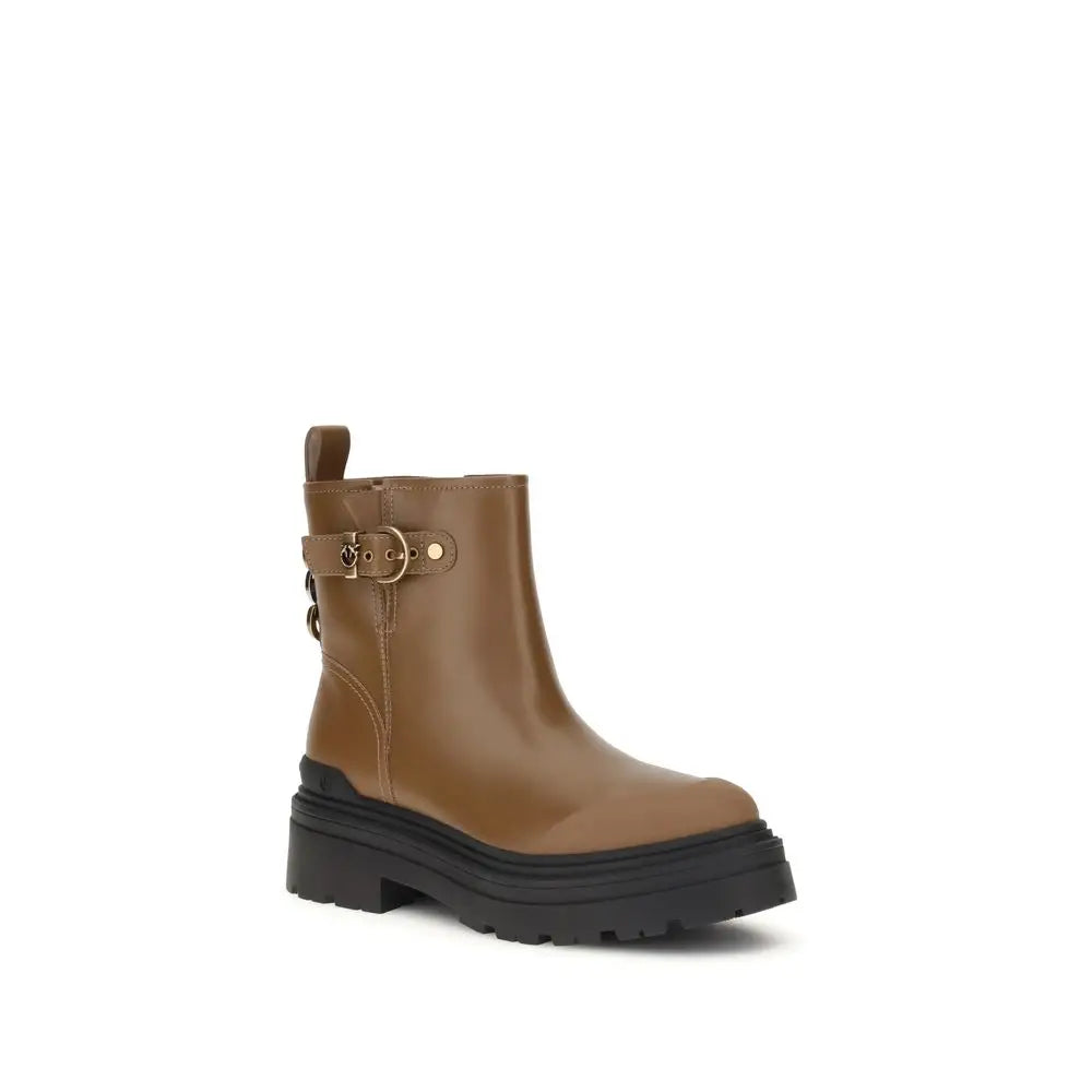 PINKO Beigefarbene Kalbshaut Bos Taurus Stiefeletten - EU39/US9