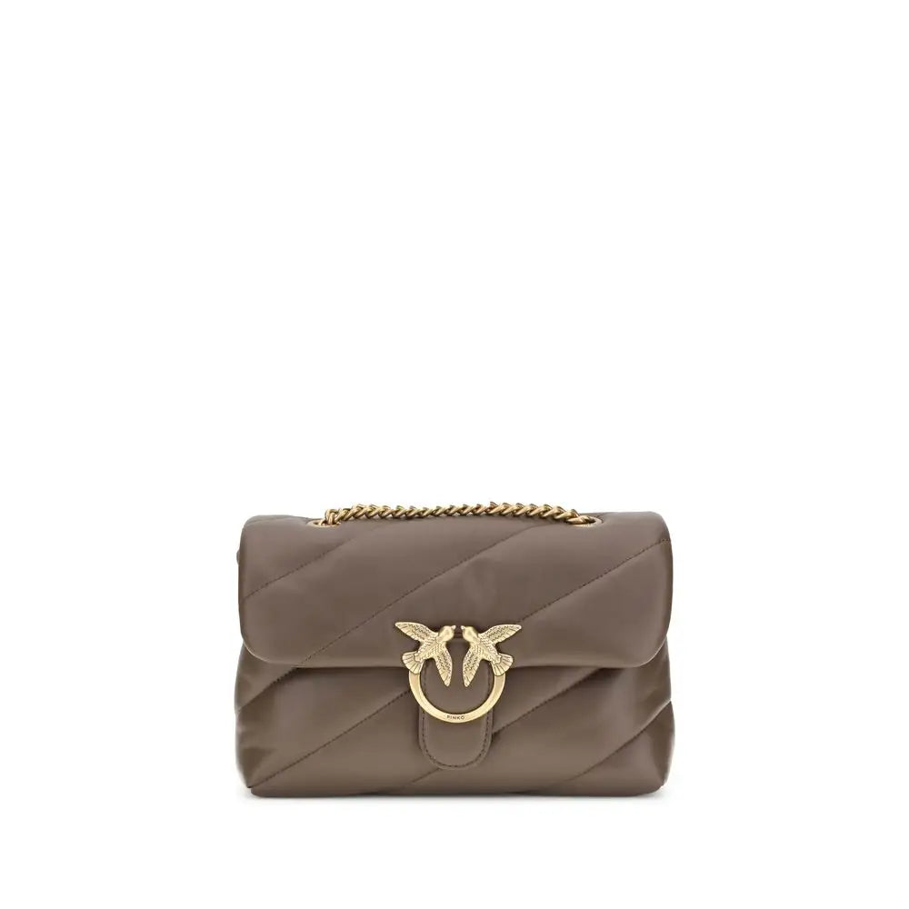 PINKO Braune Kalbshaut Bos Taurus Schultertasche