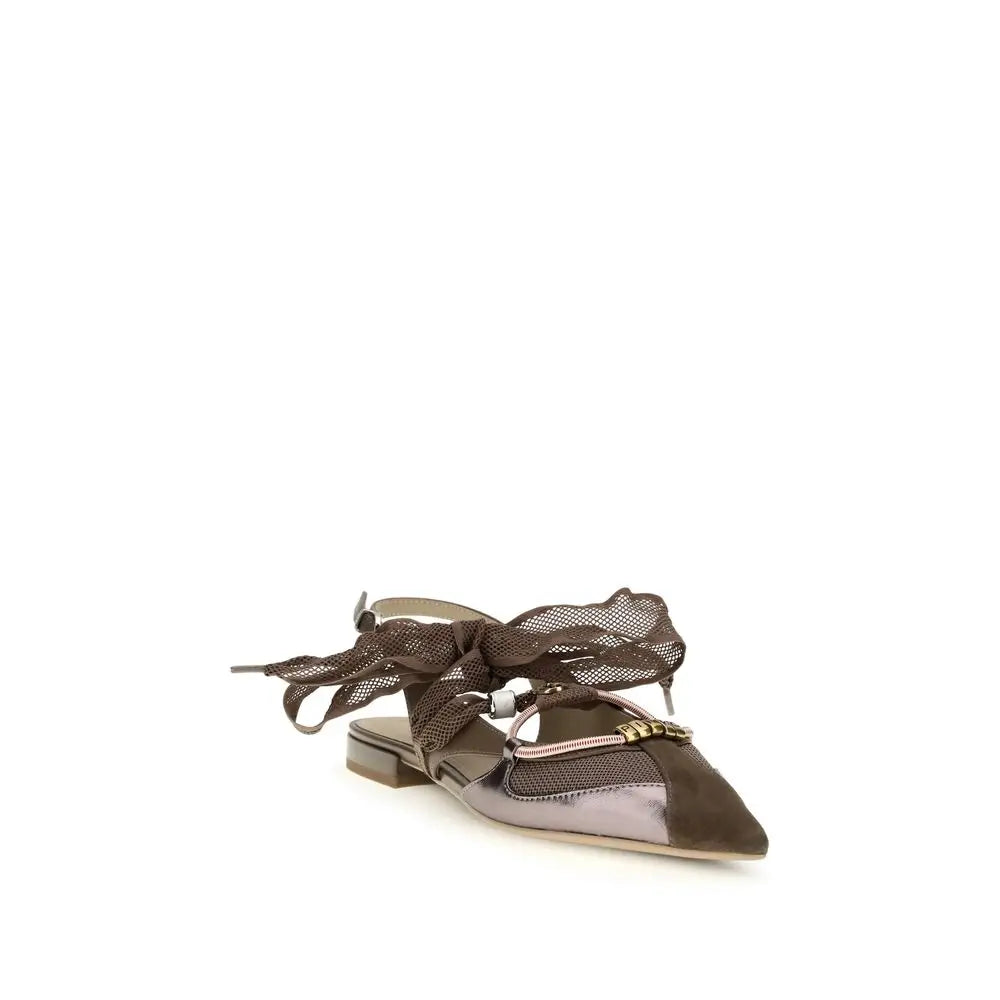 PINKO Braune Kalbsleder-Ballerinas Bos Taurus - EU38/US8