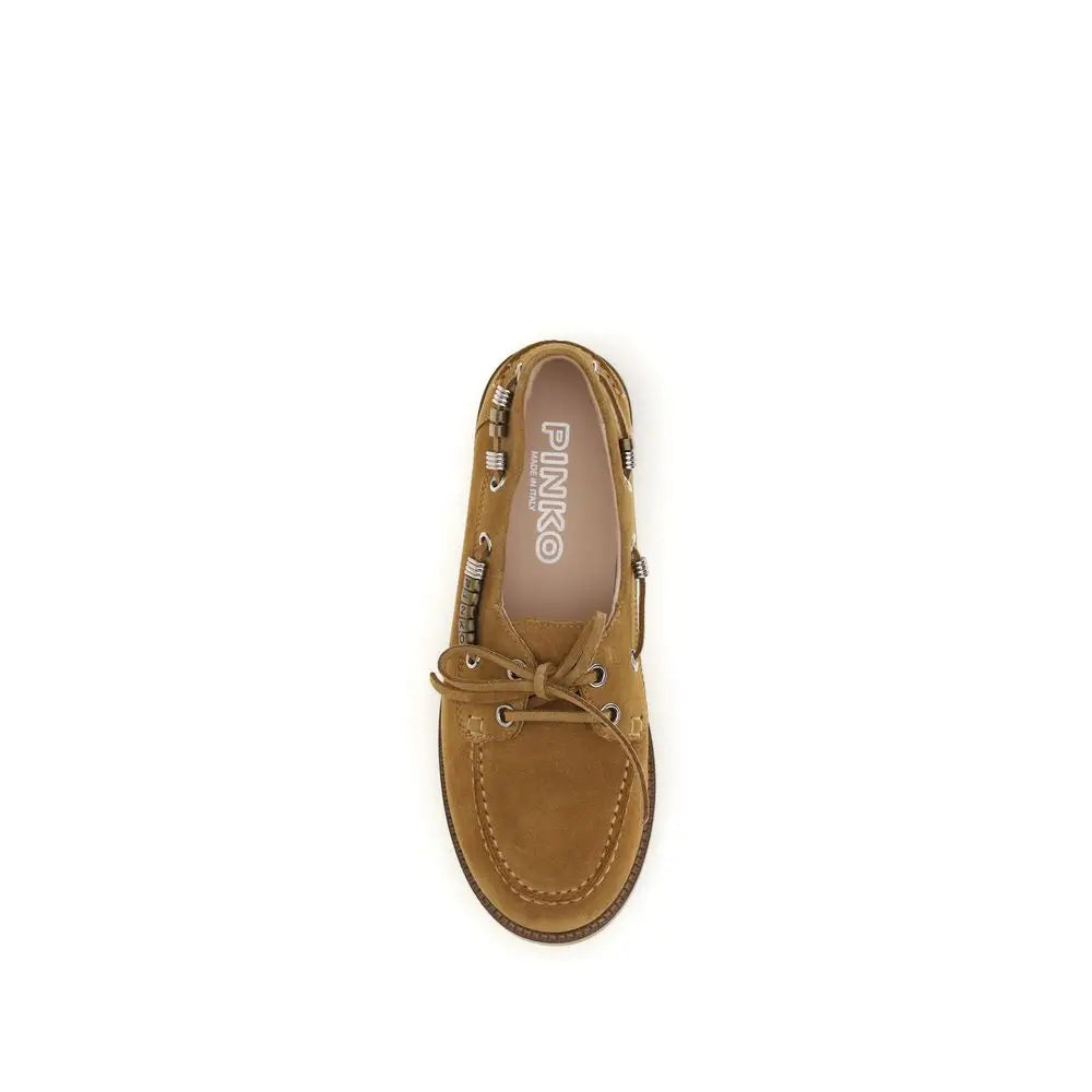 PINKO Braune Kalbsleder Bos Taurus Slipper-Loafer