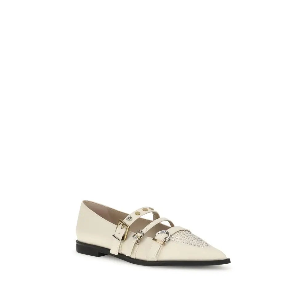 PINKO Cremefarbene Leder-Ballerinas