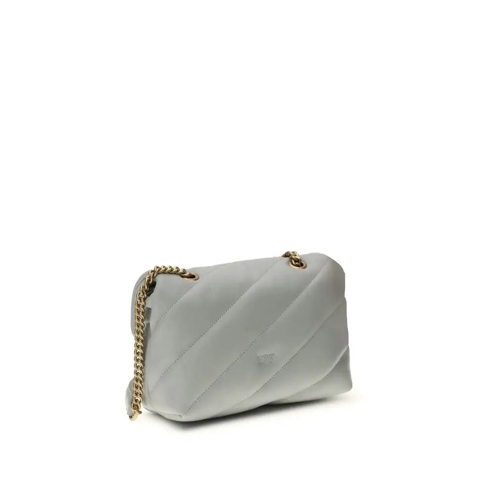 PINKO Graue Bos Taurus Kalbsleder Umhängetasche