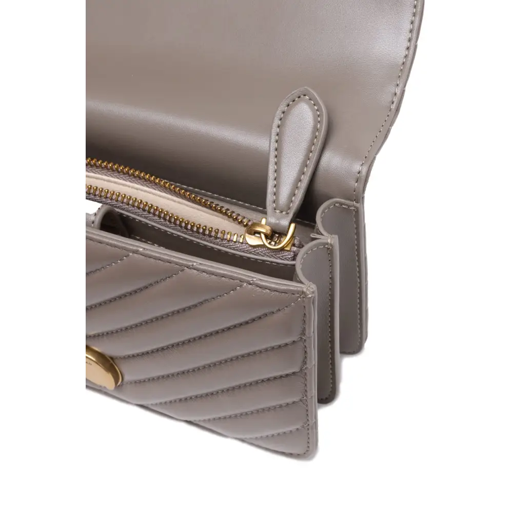 PINKO Graue Leder Love One Mini Umhängetasche