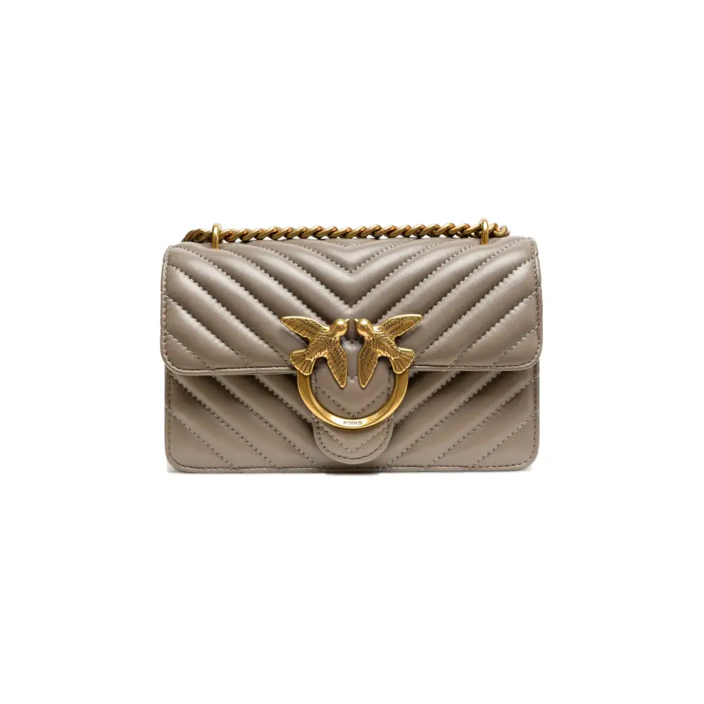 PINKO Graue Leder Love One Mini Umhängetasche