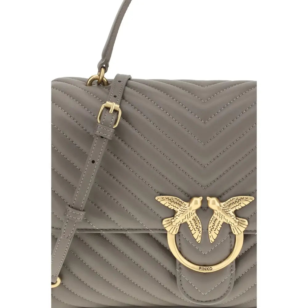 PINKO Handtasche aus grauem Kalbsleder Bos Taurus
