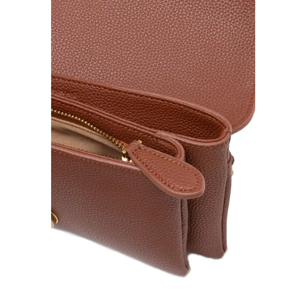 PINKO Love Boucle Riga Umhängetasche aus braunem Leder