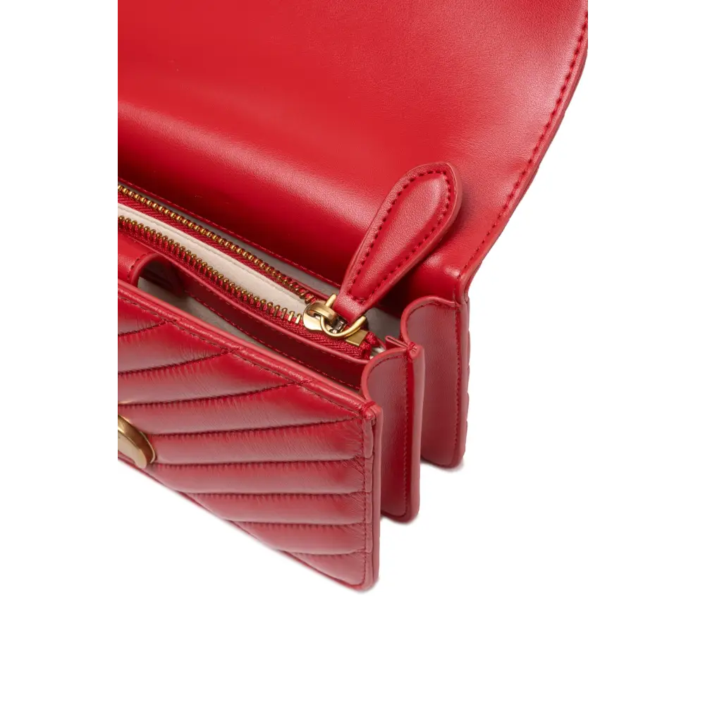 PINKO Rote Leder Love One Mini Umhängetasche