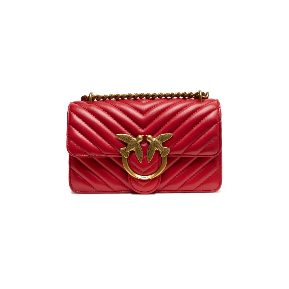 PINKO Rote Leder Love One Mini Umhängetasche