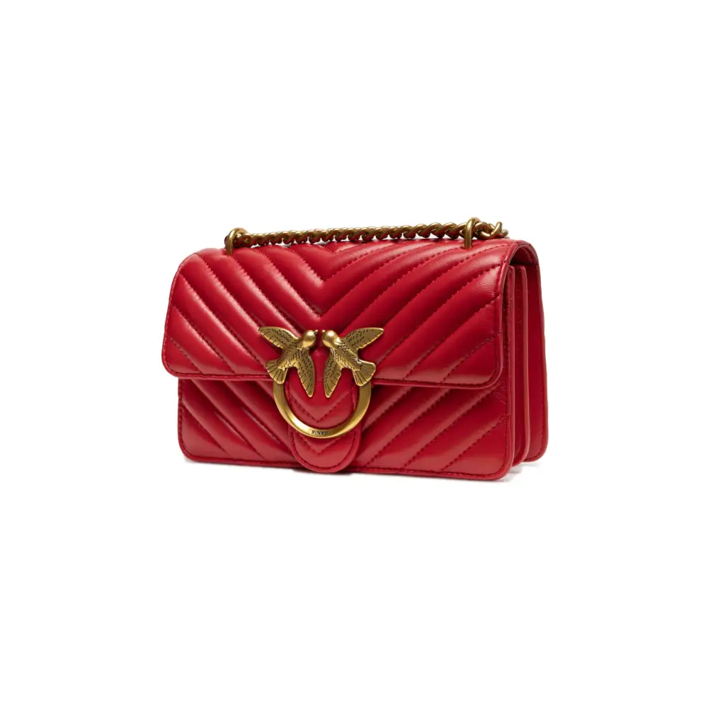 PINKO Rote Leder Love One Mini Umhängetasche