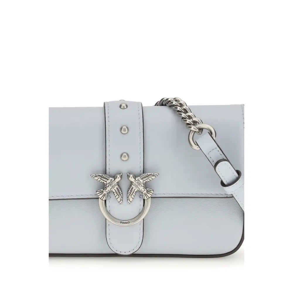 PINKO Schultertasche aus blauem Kalbsleder Bos Taurus