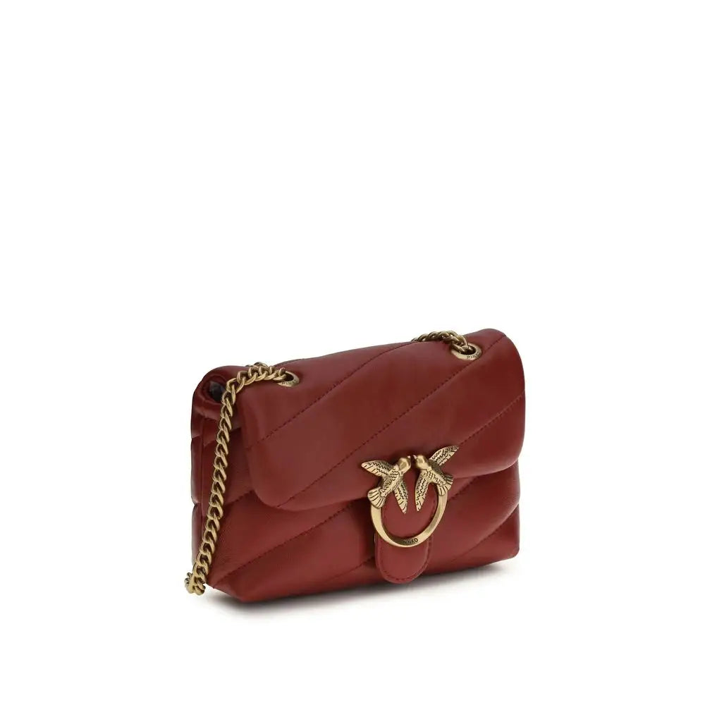 PINKO Schultertasche aus bordeauxrotem Kalbsleder Bos Taurus