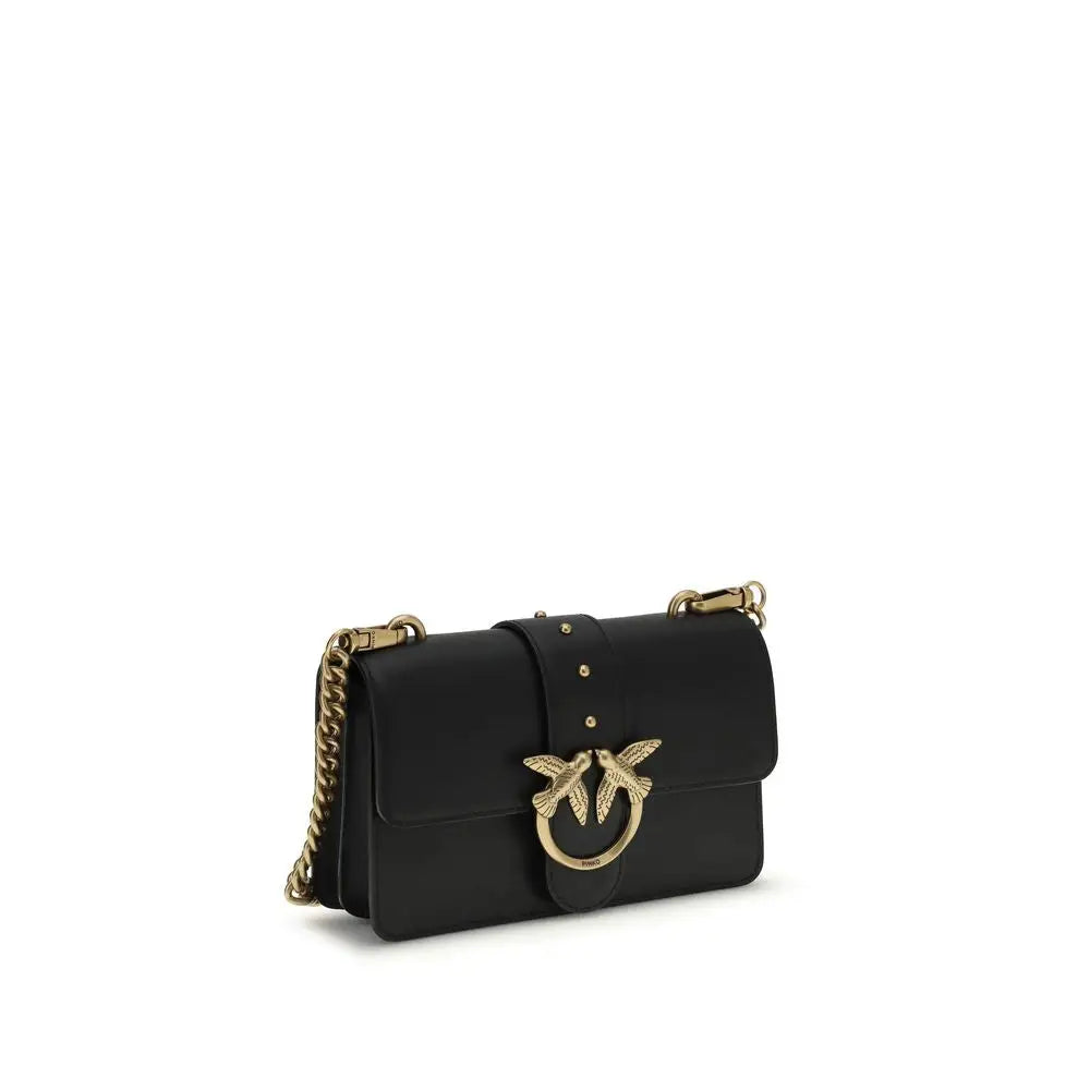PINKO Schwarze Bos Taurus Kalbsleder Schultertasche