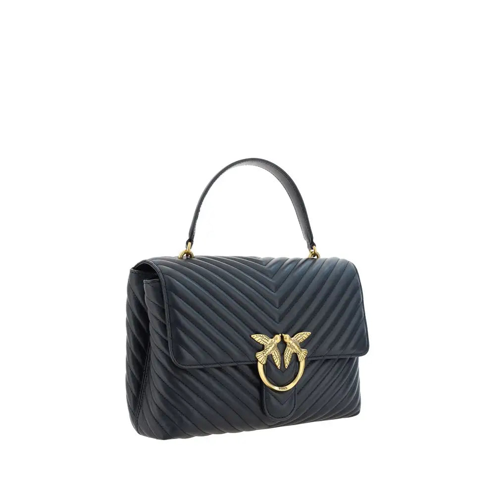 PINKO Schwarze Kalbshaut Bos Taurus Handtasche