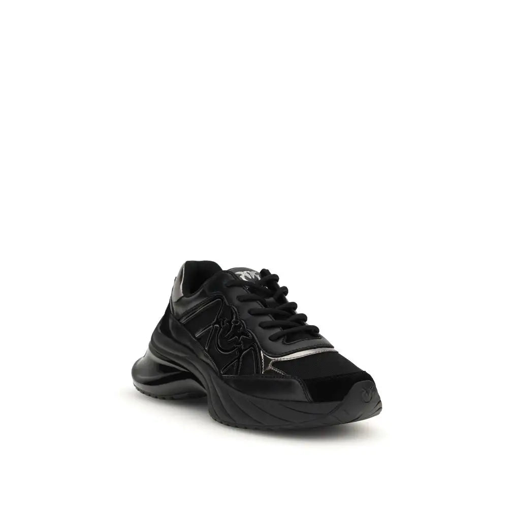 PINKO Schwarze Kalbsleder Bos Taurus Chunky Sneaker - EU38/US8