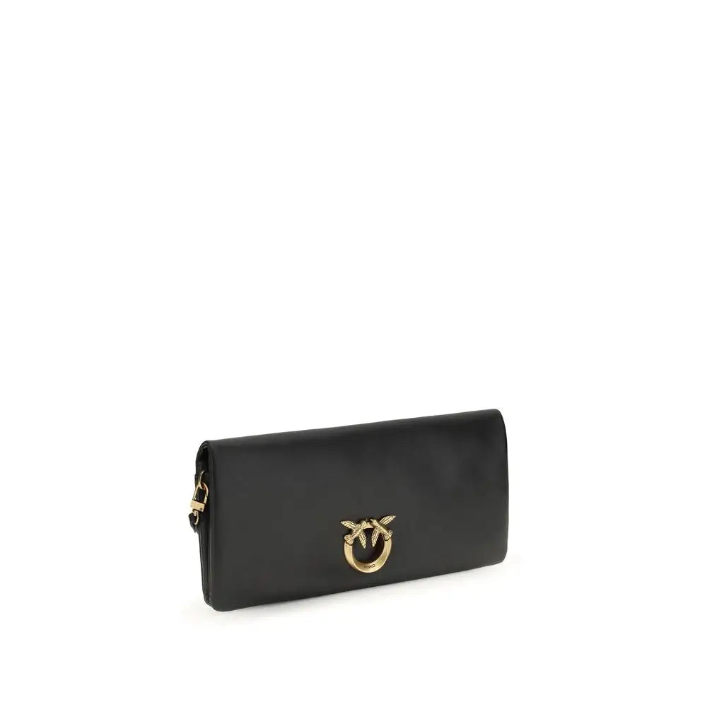 PINKO Schwarze Kalbsleder Bos Taurus Clutch Bag