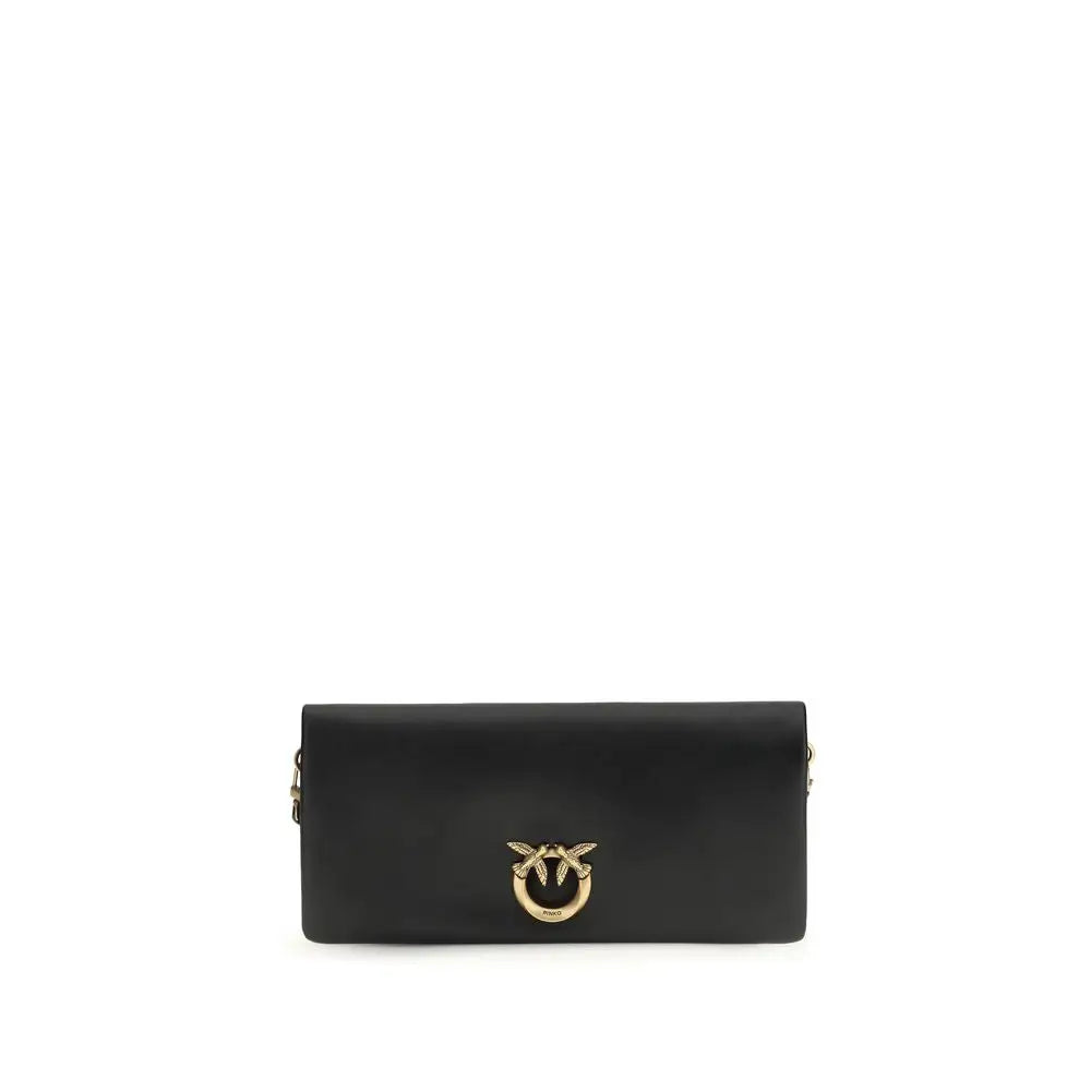 PINKO Schwarze Kalbsleder Bos Taurus Clutch Bag