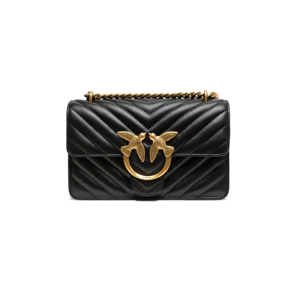 PINKO Schwarze Leder Love One Mini Umhängetasche