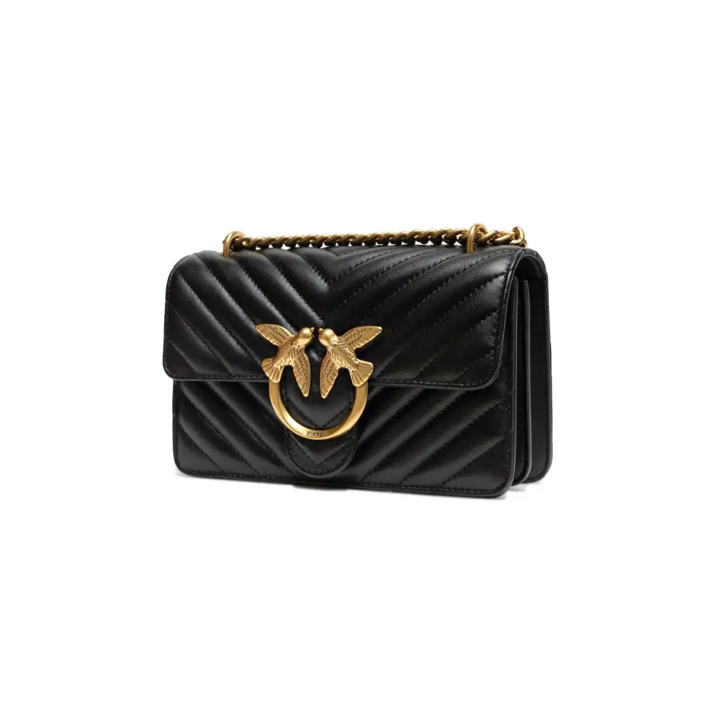 PINKO Schwarze Leder Love One Mini Umhängetasche