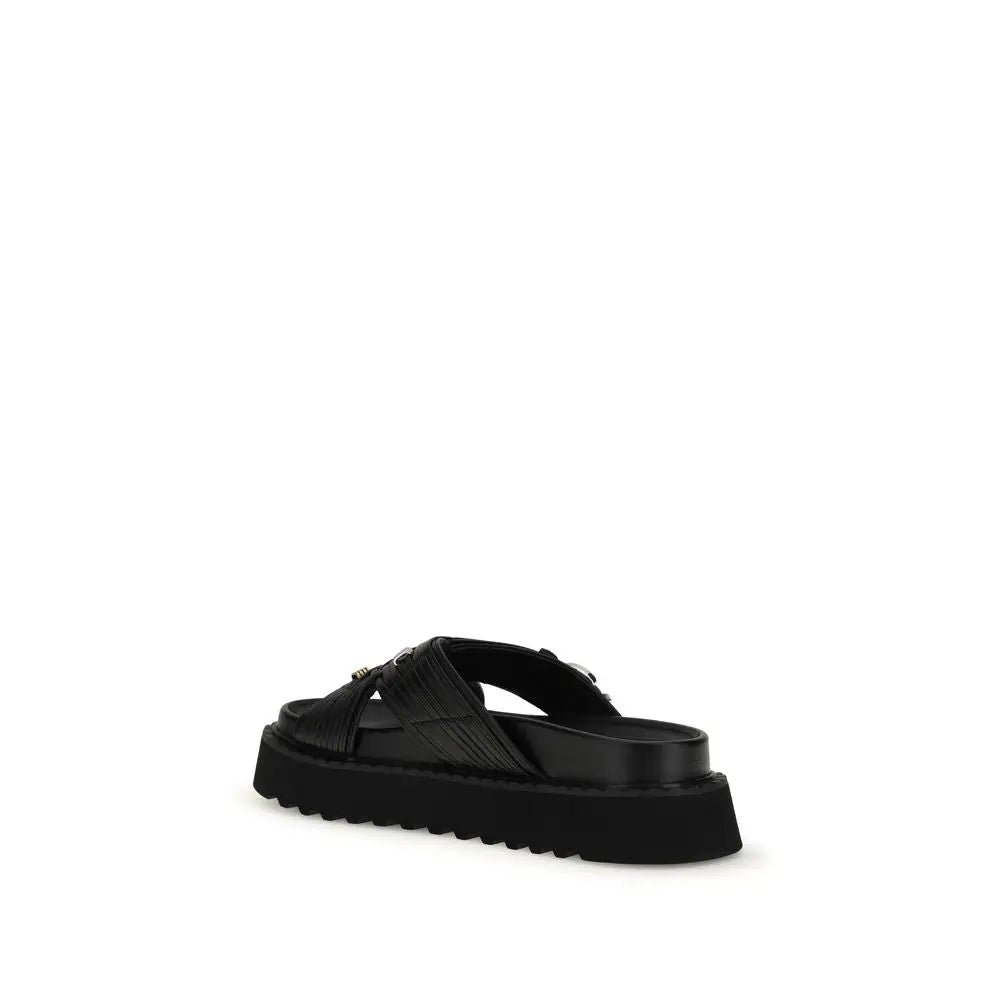 PINKO Schwarze Plateau-Sandalen aus Ziegenleder