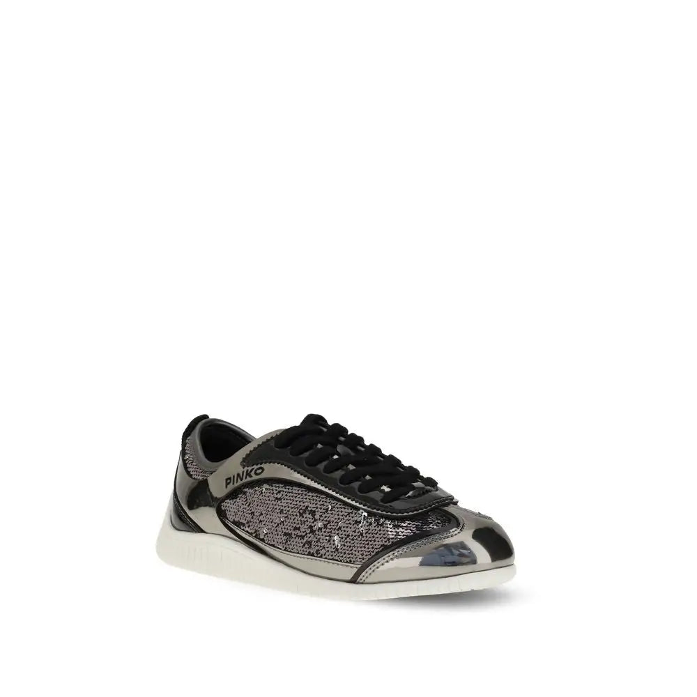 PINKO Silberne Nylon-Sneaker mit klobiger Sohle