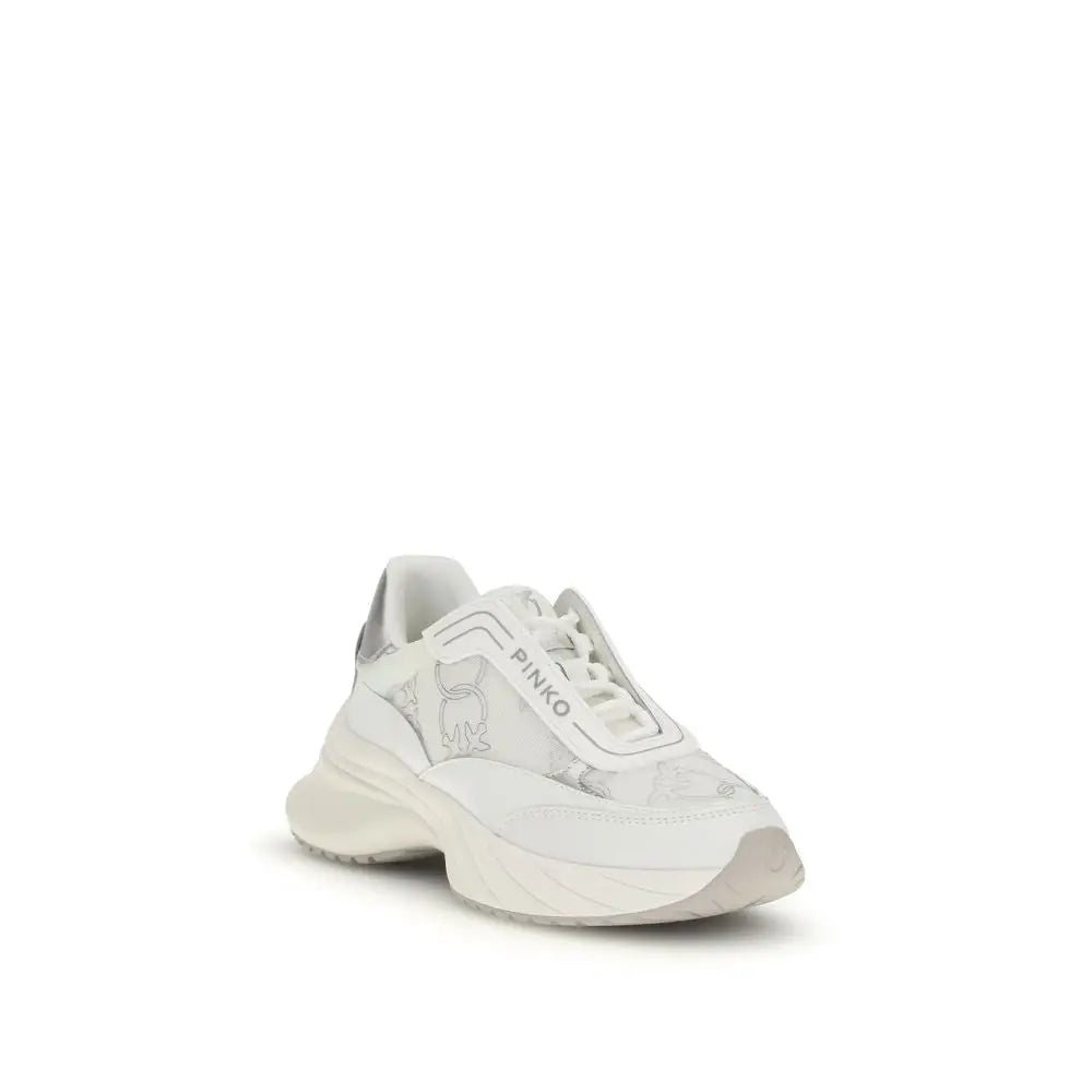 PINKO Weiße Bos Taurus Kalbsleder Chunky Sneaker