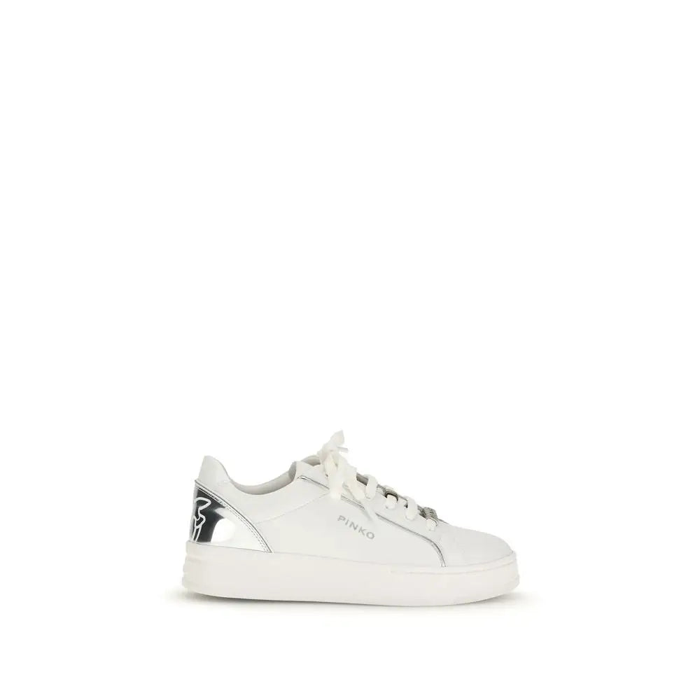PINKO Weiße Bos Taurus Kalbsleder Low-Top-Sneaker