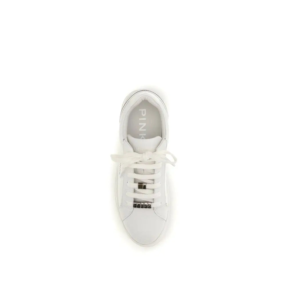 PINKO Weiße Bos Taurus Kalbsleder Low-Top-Sneaker