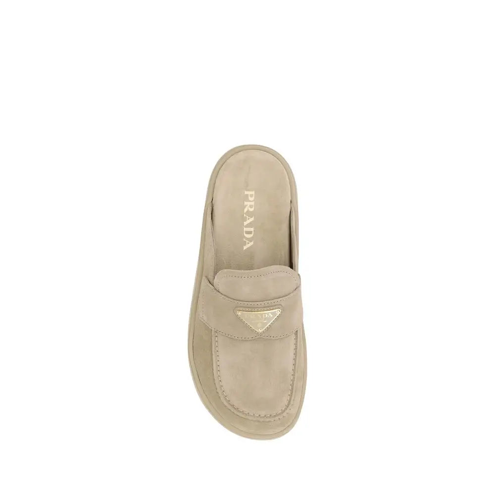 Prada Beige Gummisohle Plateau-Loafer