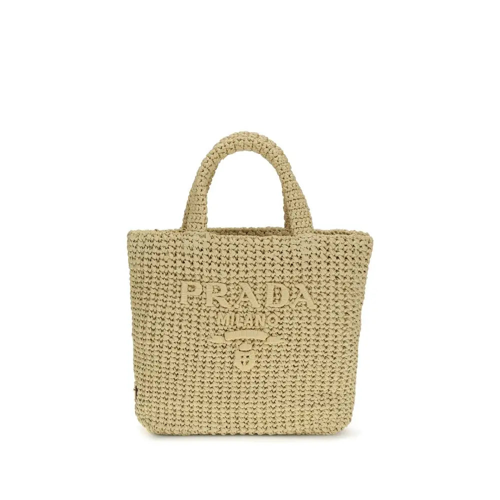Prada Beige Raffia Handtasche