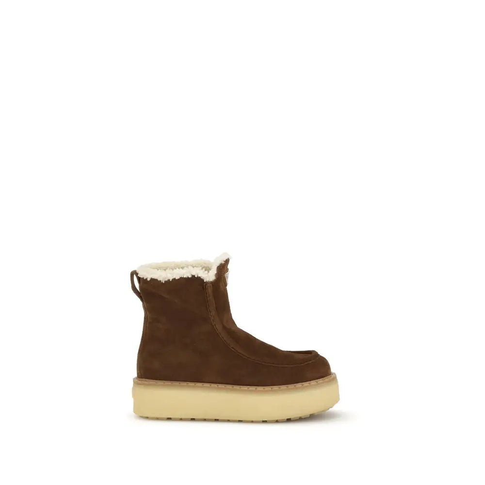 Prada Braune Kalbshaar-Stiefeletten aus Bos Taurus-Leder - EU37/US7