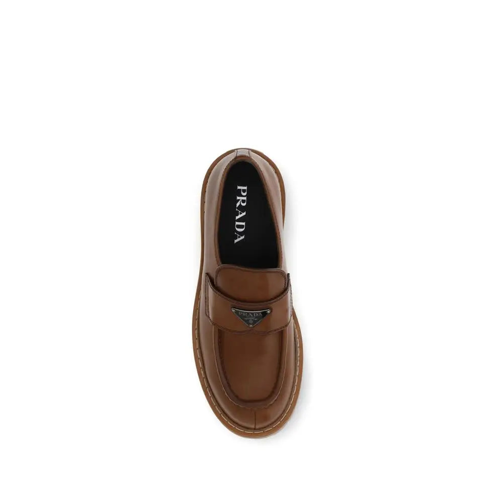 Prada Braune Kalbsleder Bos Taurus Slip-On Loafer