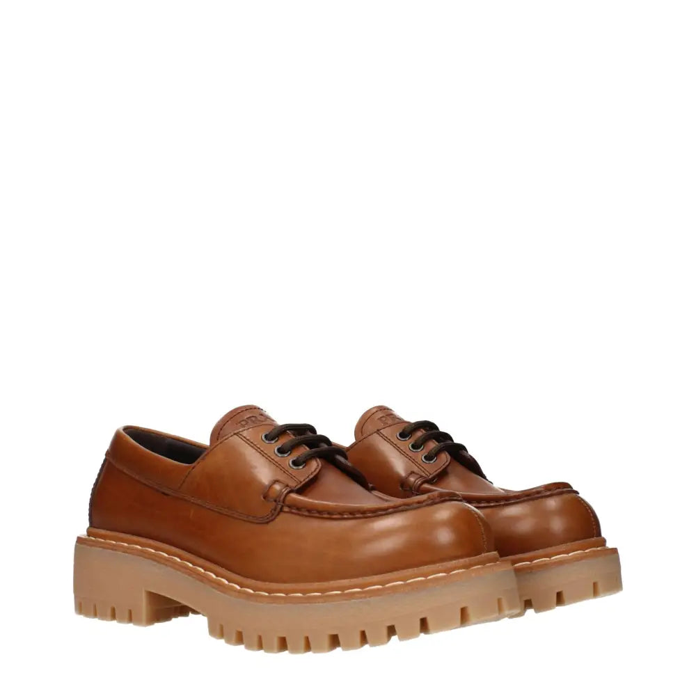 Prada Braune Leder-Oxfords und -Derbies - EU37/US7