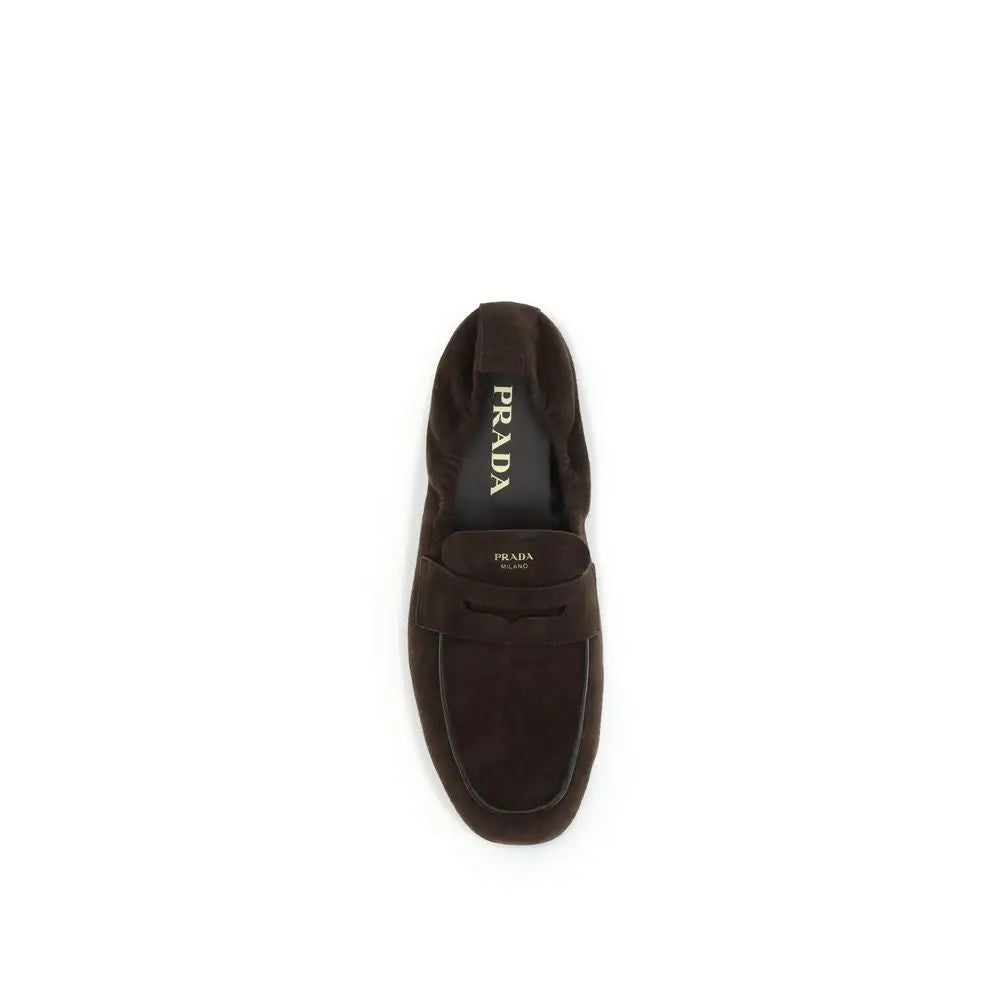 Prada Braune Ovis Aries Aries Slip-On Loafer aus Lammleder