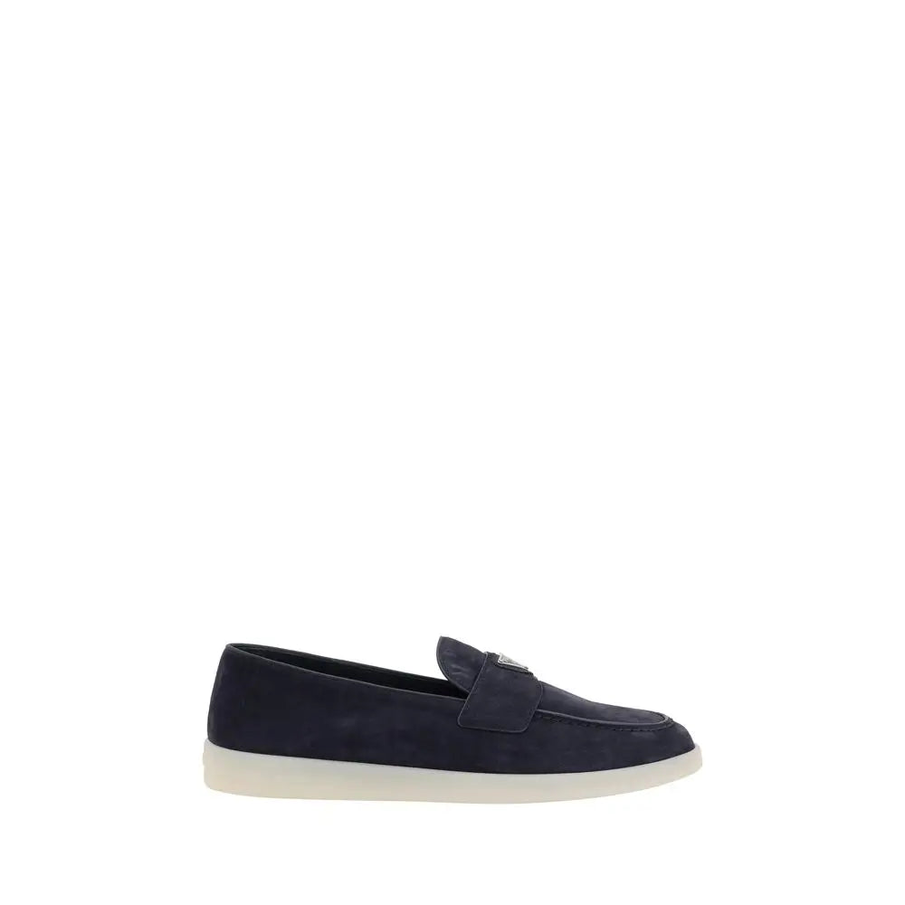 Prada Elegante blaue Gummisohle-Loafer