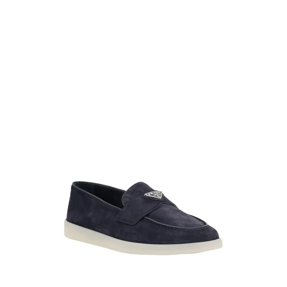 Prada Elegante blaue Gummisohle-Loafer